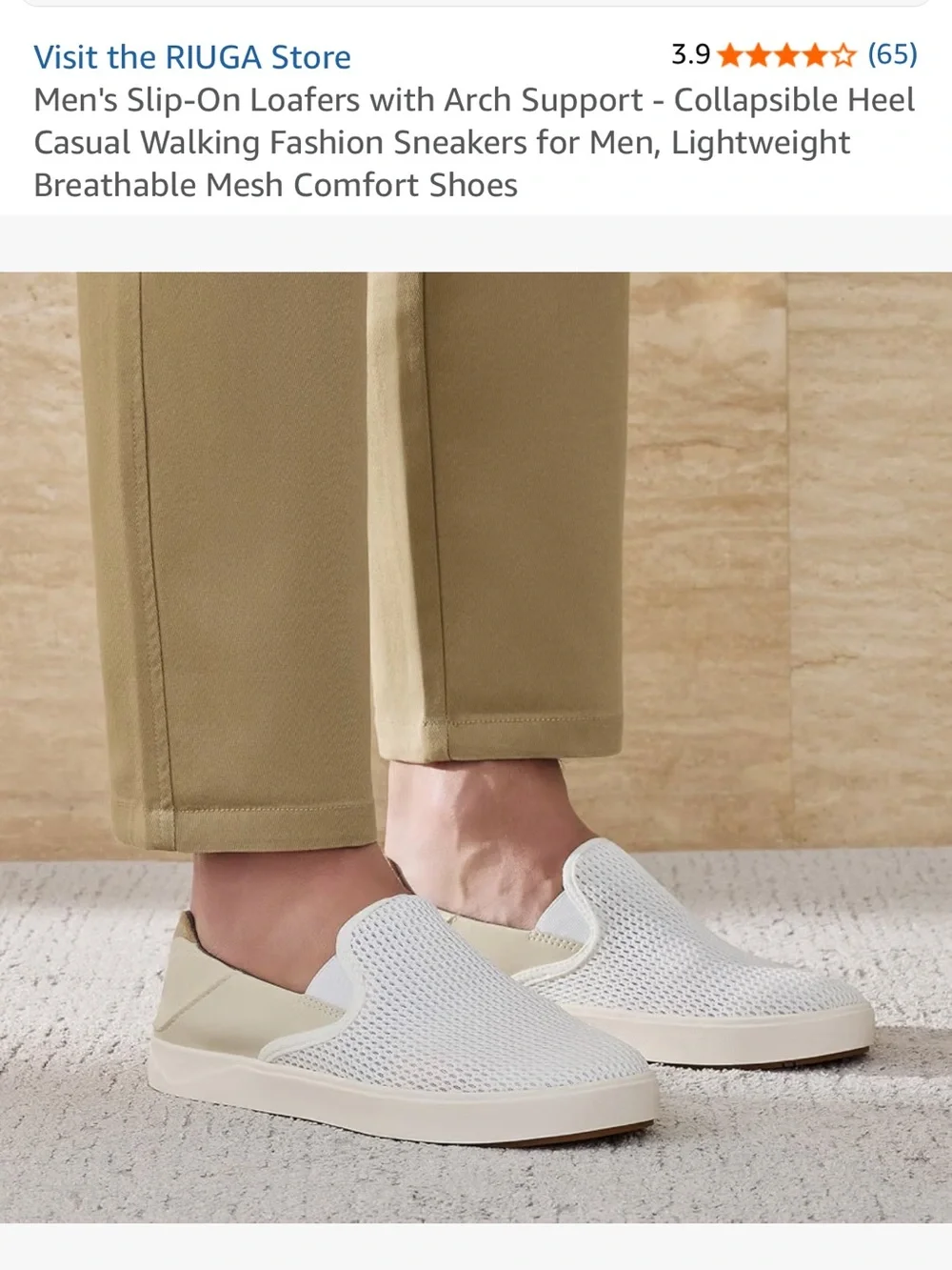 Men's Slip-On Mesh Casual Sneakers - White / Cream